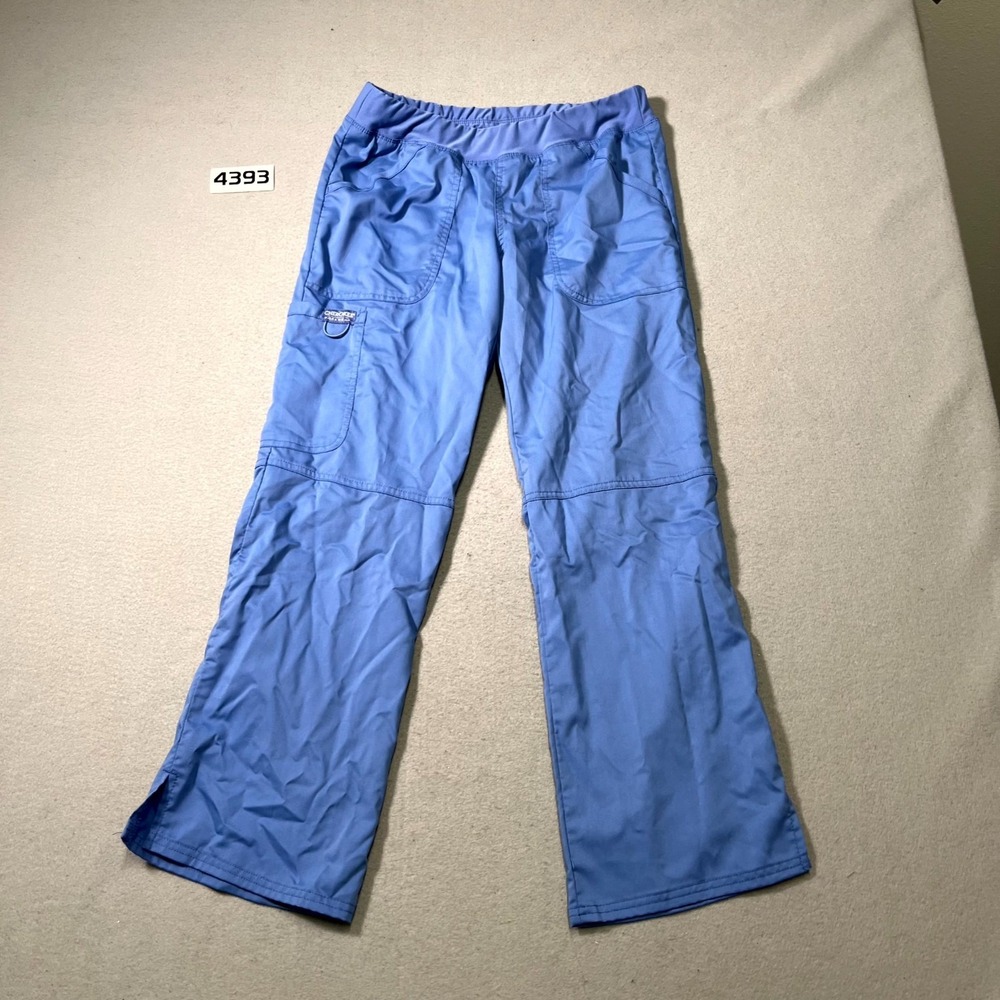 Cherokee Workwear Revolution Scrubs Pants Women Blue Small Mid Rise Straight Leg